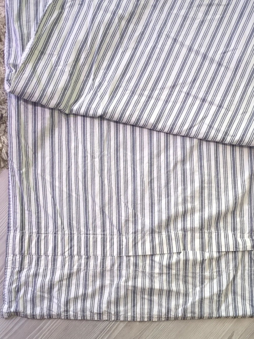 Nautica 100% Cotton Striped Duvet Cover Full Queen Blue White Coastal